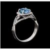 Image 4 : 2.31 ctw Blue Zircon and Diamond Ring - 14KT White Gold