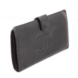 Chanel Black Caviar Leather Timeless French Purse Wallet