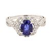 Image 2 : 1.36 ctw Sapphire and Diamond Ring - 18KT White Gold