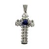 Image 1 : 4.22 ctw Round Brilliant Blue Sapphire And Diamond Pendant - 18KT White Gold