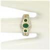 Image 6 : Petite 14K TT Gold 0.68 ctw 3 Cabochon Emerald & Diamond Accented Cocktail Ring