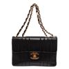Image 3 : Chanel Vintage Black Caviar Leather Jumbo Vertical Quilted Single Flap Bag