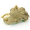 Image 6 : Unique Omega Vintage 14K Yellow Gold Green Enamel & Diamond Detailed Leaf Brooch