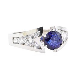 2.55 ctw Sapphire And Diamond Ring - 14KT White Gold