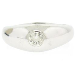 Men's 14kt White Gold 0.25 ctw Bezel Round Diamond Solitaire Band Ring