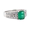 Image 1 : 1.31 ctw Emerald and Diamond Ring - 14KT White Gold