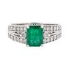 Image 2 : 1.31 ctw Emerald and Diamond Ring - 14KT White Gold