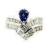 Image 2 : 1.96 ctw Pear Brilliant Blue Sapphire And Diamond Ring - 14KT White Gold