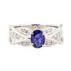 Image 2 : 1.10 ctw Blue Sapphire And Diamond Ring - 18KT White Gold