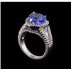 Image 4 : 4.10 ctw Tanzanite and Diamond Ring - 14KT White Gold