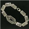 Image 9 : 10k White Gold Filigree Link Bracelet w/ Marquise Sim Sapphire