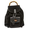 Image 2 : Gucci Vintage Black Suede Leather Bamboo Backpack