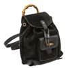 Image 3 : Gucci Vintage Black Suede Leather Bamboo Backpack