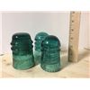 Image 1 : THREE Aqua Coloured Glass Insulators