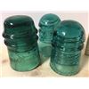 Image 3 : THREE Aqua Coloured Glass Insulators