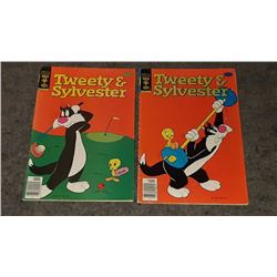 Pair of vintage Tweety and Sylvester gold key comics