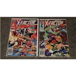 Pair of vintage marble X-Factor comic books 25th anniversary