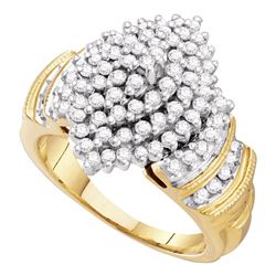 Womens Round Diamond Cluster Ring 1 Cttw 10kt Yellow Gold - REF-43A5M