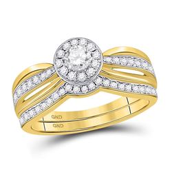 Round Diamond Bridal Wedding Ring Band Set 1/2 Cttw 14kt Yellow Gold - REF-60X9A