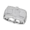 Image 1 : Mens Round Diamond Rectangle Cluster Ring 1/2 Cttw 10kt White Gold - REF-51X9A