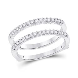 Womens Round Diamond Wrap Ring Guard Enhancer 3/8 Cttw 14kt White Gold - REF-39X9A