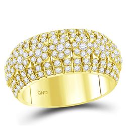 Mens Round Diamond Luxury Lined Cluster Band Ring 2-1/4 Cttw 14kt Yellow Gold - REF-153F5W