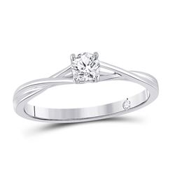 Womens Round Diamond Solitaire Bridal Wedding Engagement Ring 1/4 Cttw 14kt White Gold - REF-38M9H