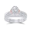Image 1 : Oval Diamond Bridal Wedding Ring Band Set 1 Cttw 14kt Two-tone Gold - REF-109K5Y