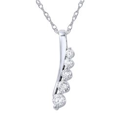 0.25 CTW Diamond Necklace 14K White Gold - REF-27H8M