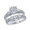 Image 1 : Princess Diamond Bridal Wedding Ring Band Set 1-1/2 Cttw 14kt White Gold - REF-131K5Y