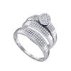 Image 1 : His Hers Round Diamond Cluster Matching Wedding Set 1/3 Cttw 10kt White Gold - REF-32R5X