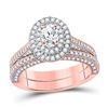 Image 1 : Oval Diamond Bridal Wedding Ring Band Set 1-5/8 Cttw 14kt Rose Gold - REF-228H9R