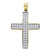 Image 1 : Womens Round Diamond Cross Pendant 1/2 Cttw 10kt Yellow Gold - REF-32K5Y