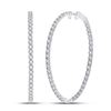 Image 1 : Womens Round Diamond Inside-Outside Hoop Earrings 1-1/4 Cttw 14kt White Gold - REF-118X9A