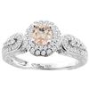 Image 1 : 0.94 CTW Morganite & Diamond Ring 14K White Gold - REF-90V3R