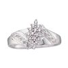 Image 1 : Womens Round Diamond Cluster Ring 1/10 Cttw 10kt White Gold - REF-18W9K