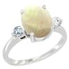Image 1 : 1.61 CTW Opal & Diamond Ring 14K White Gold - REF-68N3Y