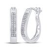 Image 1 : Womens Round Diamond Hoop Earrings 1/6 Cttw 10kt White Gold - REF-16R9X