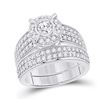 Image 1 : Round Diamond Bridal Wedding Ring Band Set 1-1/2 Cttw 14kt White Gold - REF-148X5A