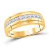 Image 1 : Mens Princess Diamond Wedding Band Ring 1 Cttw 10kt Yellow Gold - REF-68Y5N
