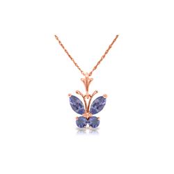 Genuine 0.60 ctw Tanzanite Necklace 14KT Rose Gold - REF-27M5T