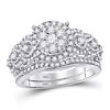 Image 1 : Round Diamond Bridal Wedding Ring Band Set 1 Cttw 14kt White Gold - REF-98W5K