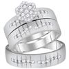 Image 1 : His Hers Round Diamond Cluster Matching Wedding Set 5/8 Cttw 14kt White Gold - REF-96H9R