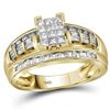 Image 1 : Princess Diamond Cluster Bridal Wedding Engagement Ring 1/2 Cttw - Size 8 10kt Yellow Gold - REF-31H