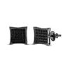 Image 1 : Mens Round Black Color Enhanced Diamond Square Earrings 1/6 Cttw 10kt White Gold - REF-8K9Y