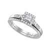 Image 1 : Princess Diamond Cluster Bridal Wedding Ring Band Set 1/4 Cttw 10kt White Gold - REF-29N9F