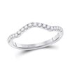 Image 1 : Womens Round Diamond Wedding Curved Enhancer Band 1/5 Cttw 10kt White Gold - REF-16R9X