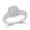 Image 1 : Womens Baguette Diamond Square Cluster Ring 1/2 Cttw 14kt White Gold - REF-52M9H