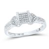 Image 1 : Womens Round Diamond Heart Square Cluster Ring 1/10 Cttw 10kt White Gold - REF-13K5Y