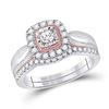 Image 1 : Round Diamond Bridal Wedding Ring Band Set 1/2 Cttw 10kt Two-tone Gold - REF-46K5Y